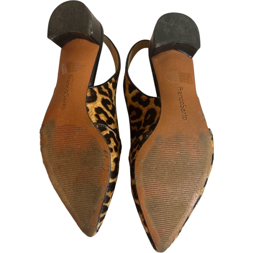 Franco Sarto Vickie Leopard Calf Hair Slingback Heels Size 7 EUC - Picture 6 of 8